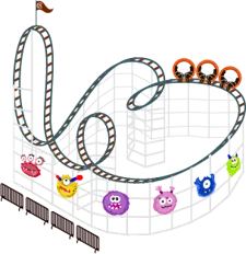 Gira Chocomonstros roller coaster illustration