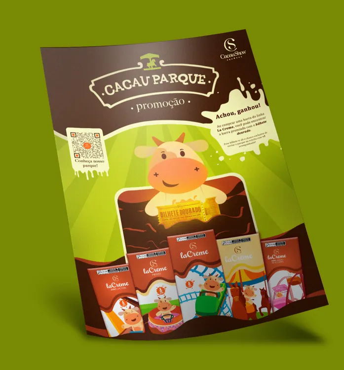 Original Cacau Parque promotional display with the complete chocolate collection