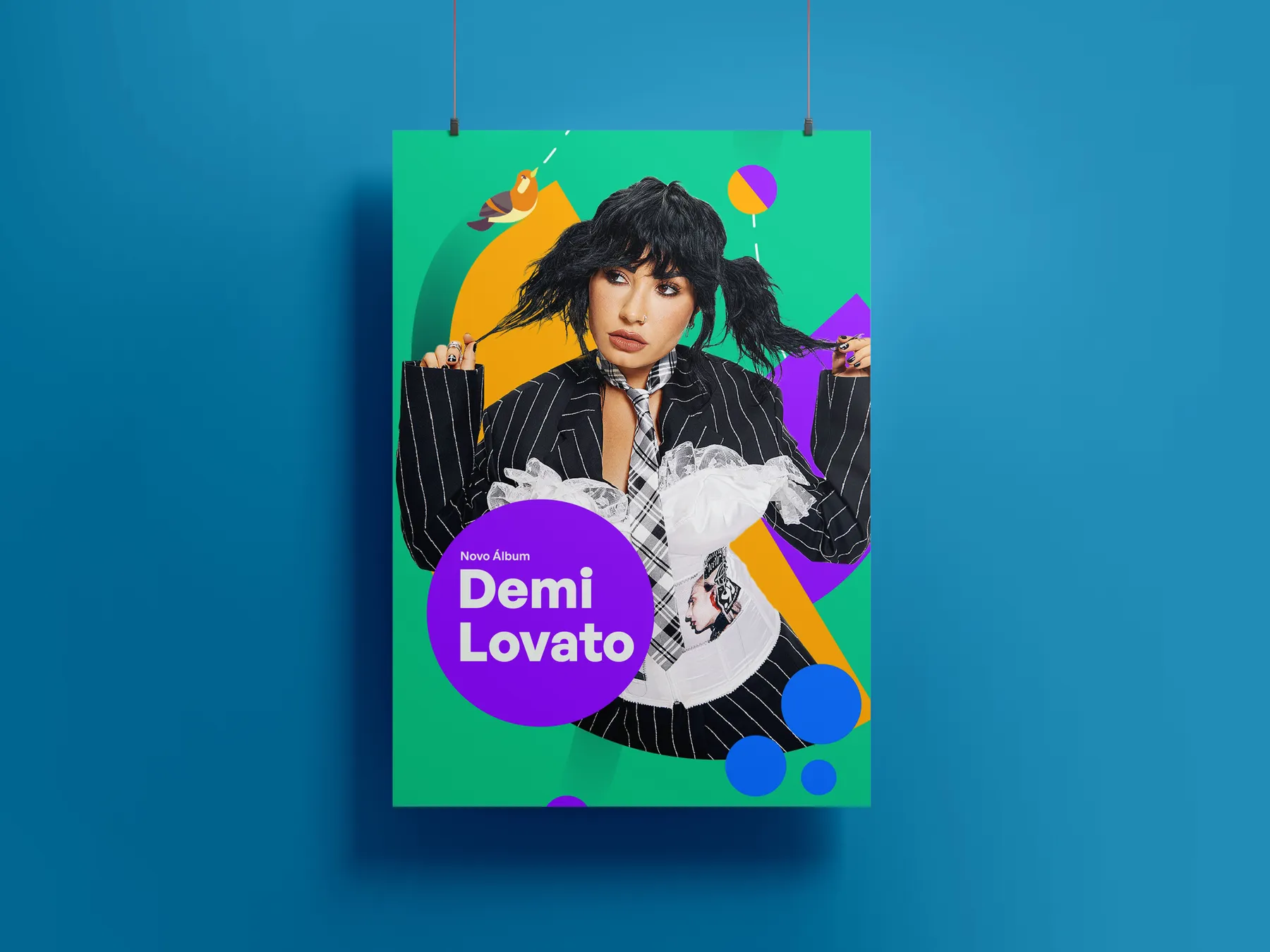 Songbird promotional poster using portrait photography and geometric color