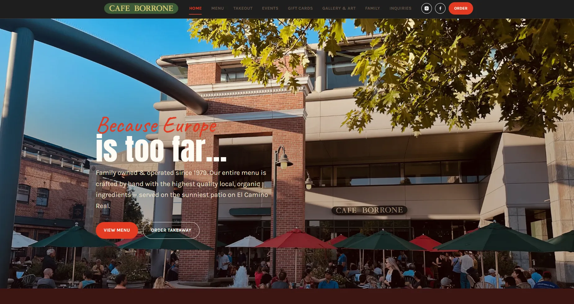 Cafe Borrone homepage concept