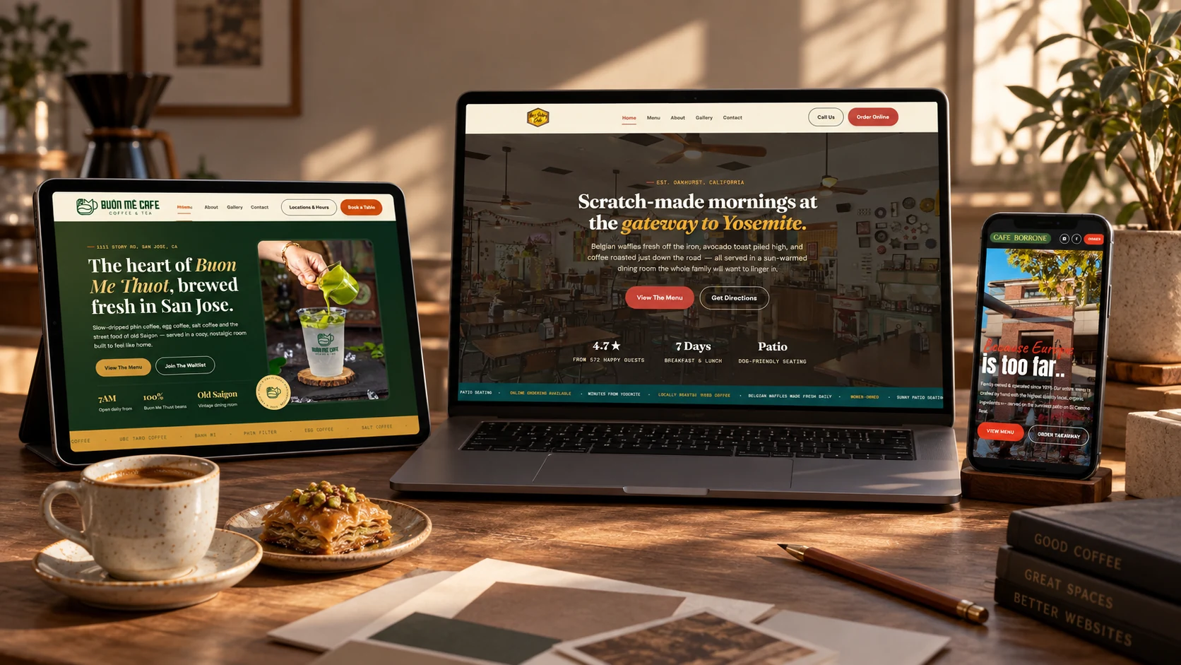 Web design collection for coffee shops