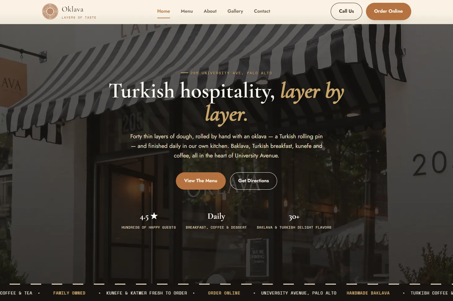 Oklava Cafe homepage concept
