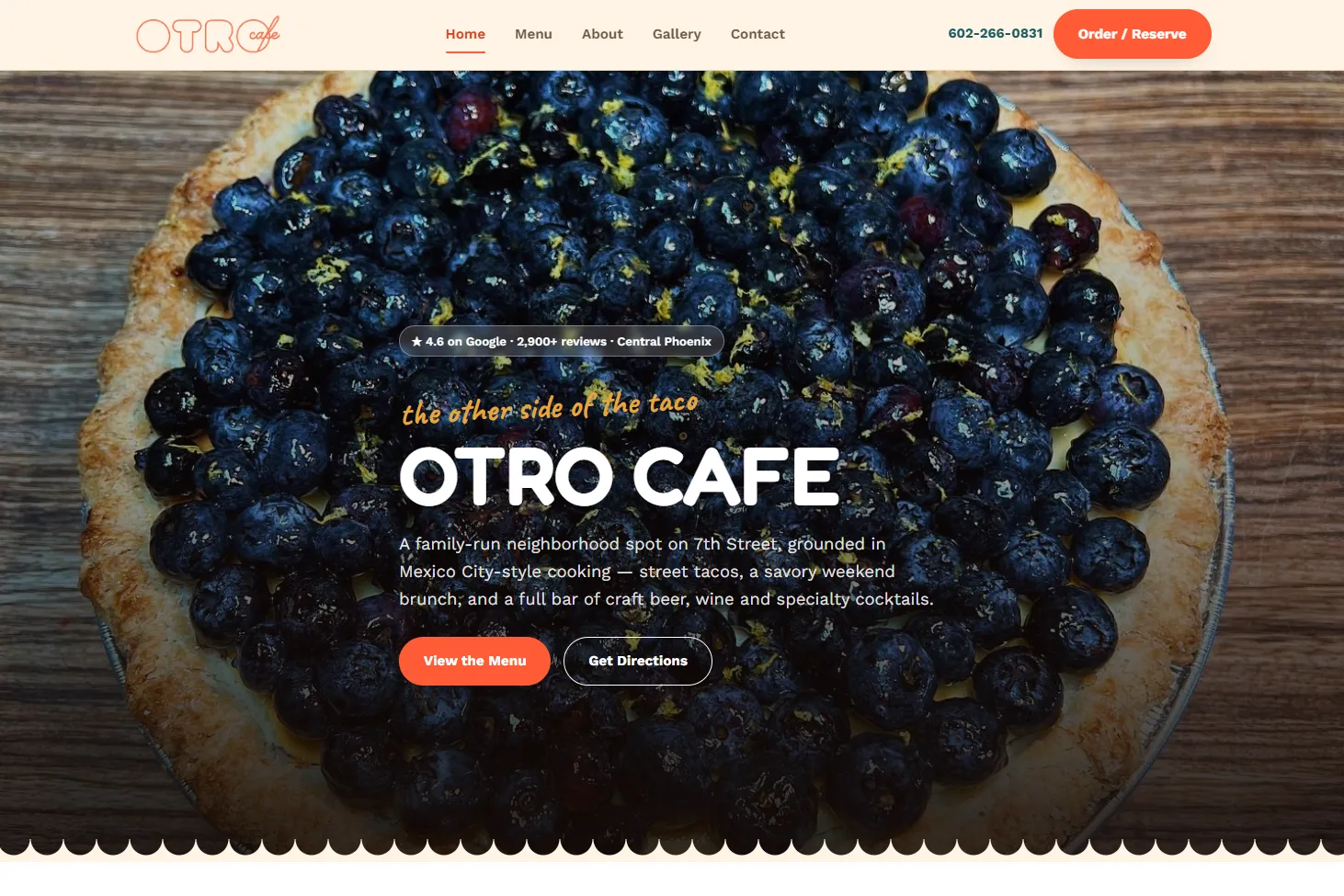 Otro Cafe homepage concept